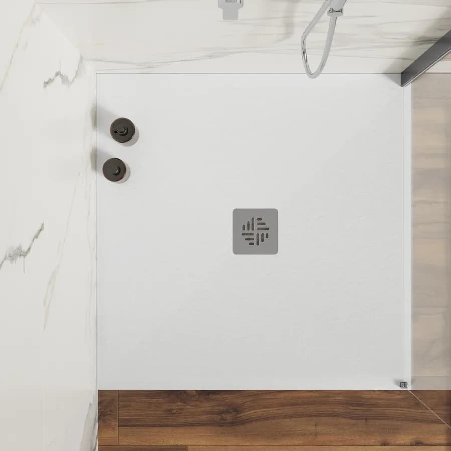 Piatto doccia 90 X 90 cm effetto pietra riducibile bianco - Nalos