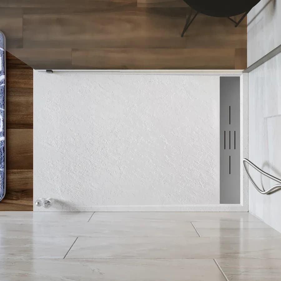 Piatto doccia 90x120 cm bianco effetto pietra riducibile - Trey