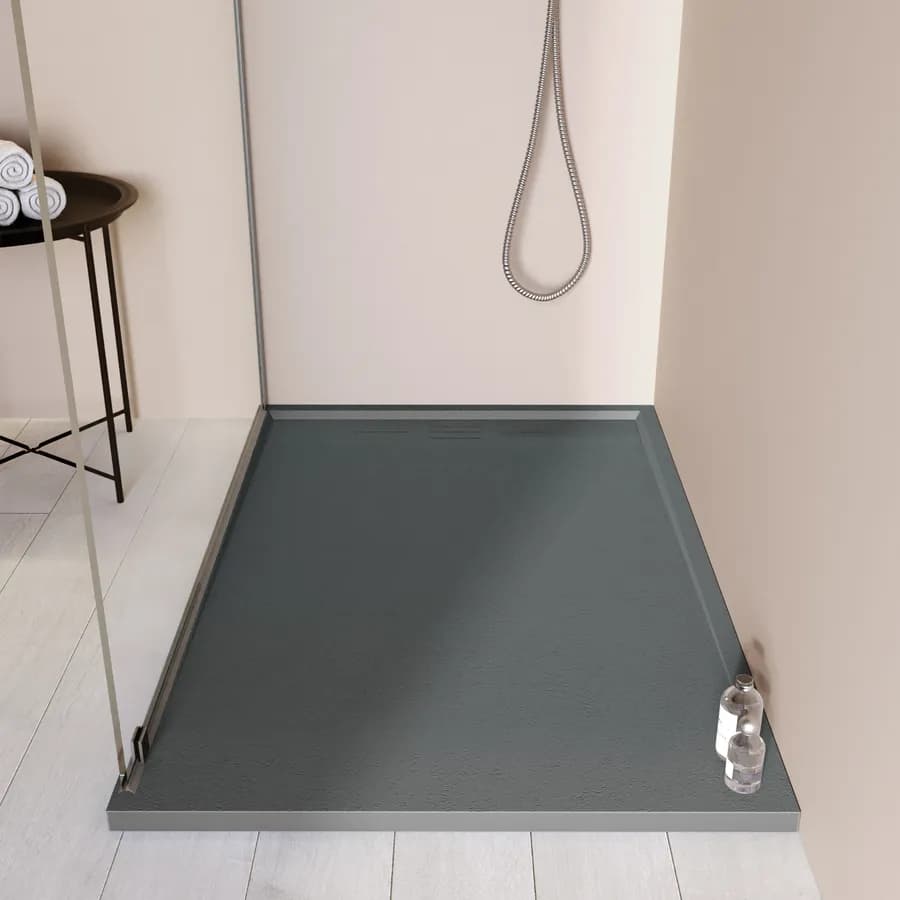Piatto doccia 90x120 cm grigio scuro effetto pietra riducibile - Block
