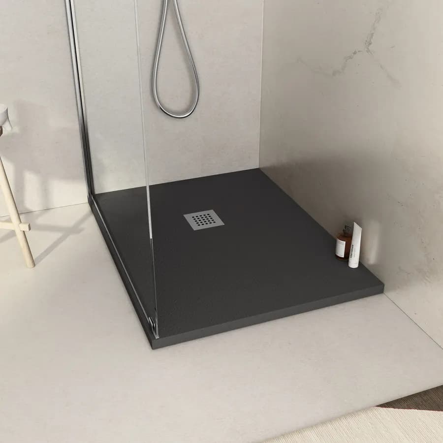 Piatto doccia 90x70 cm antracite effetto pietra riducibile - Liat