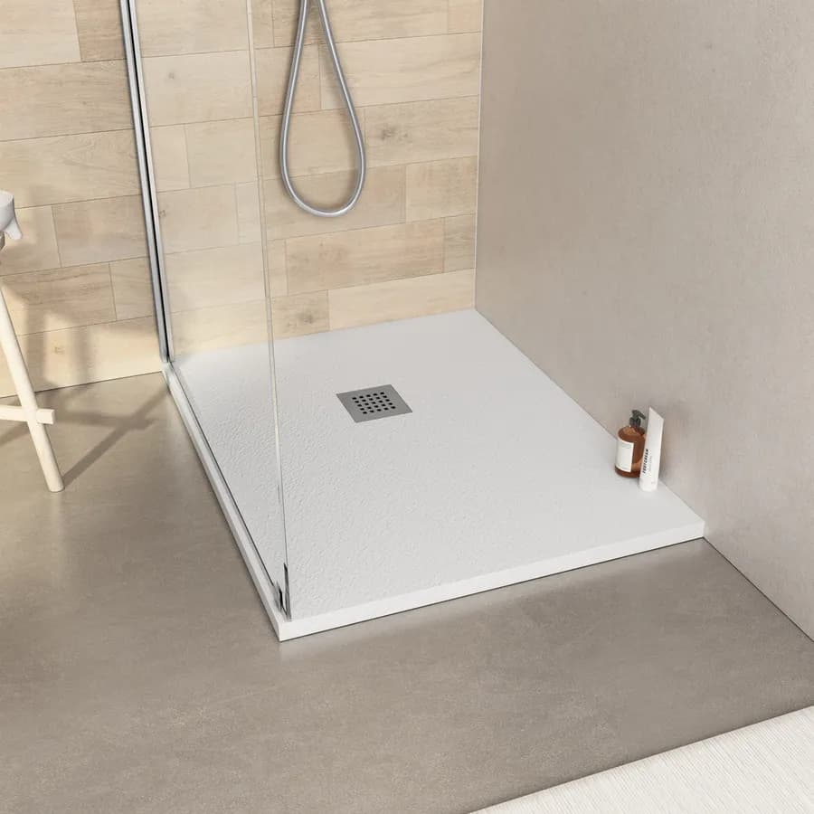 Piatto doccia 90x70 cm bianco effetto pietra riducibile - Liat