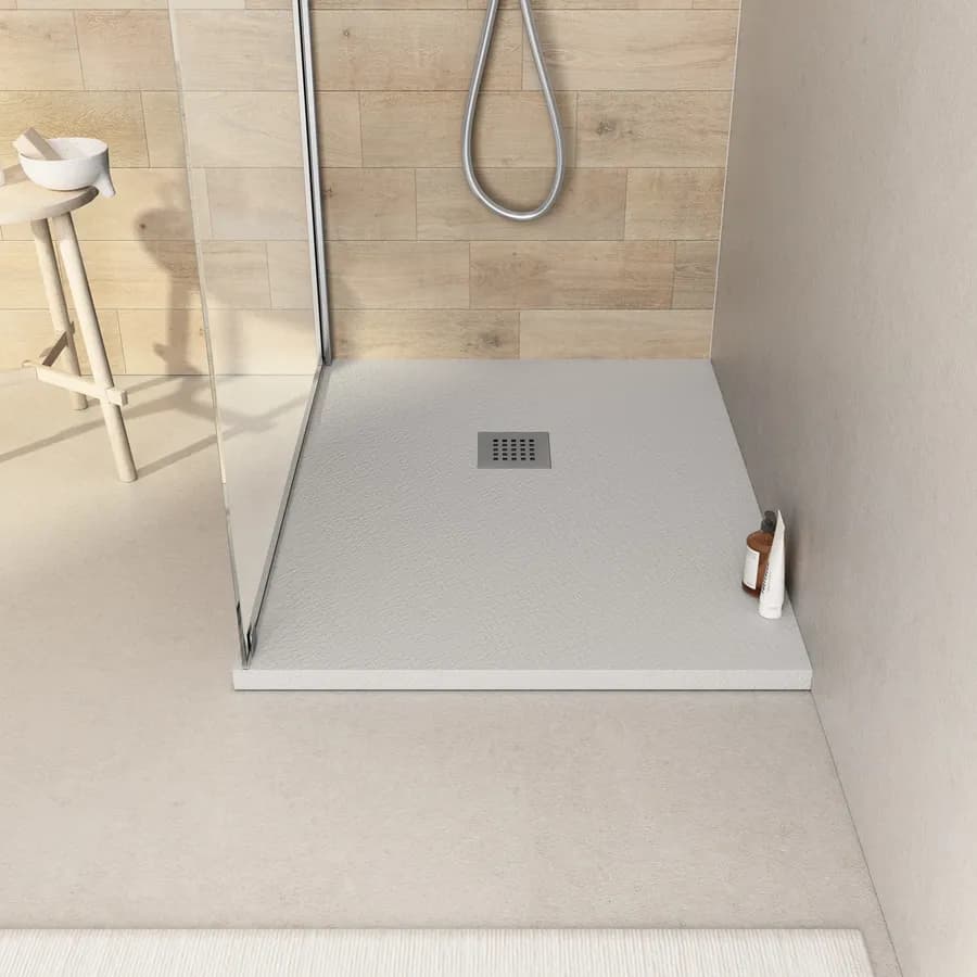 Piatto doccia 90x70 cm grigio effetto pietra riducibile - Liat