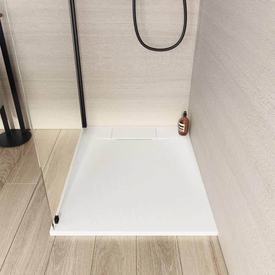 Piatto doccia 90x70 in resina effetto pietra ardesia bianco - Kalf