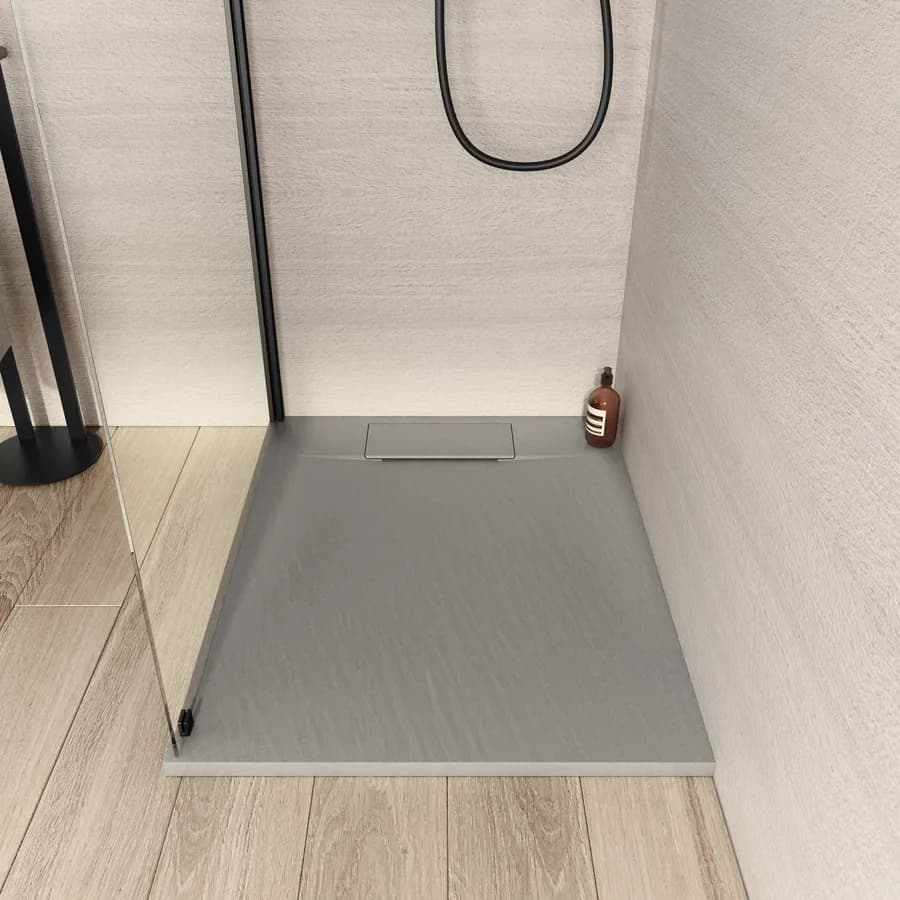 Piatto doccia 90x70 in resina effetto pietra ardesia grigio - Kalf