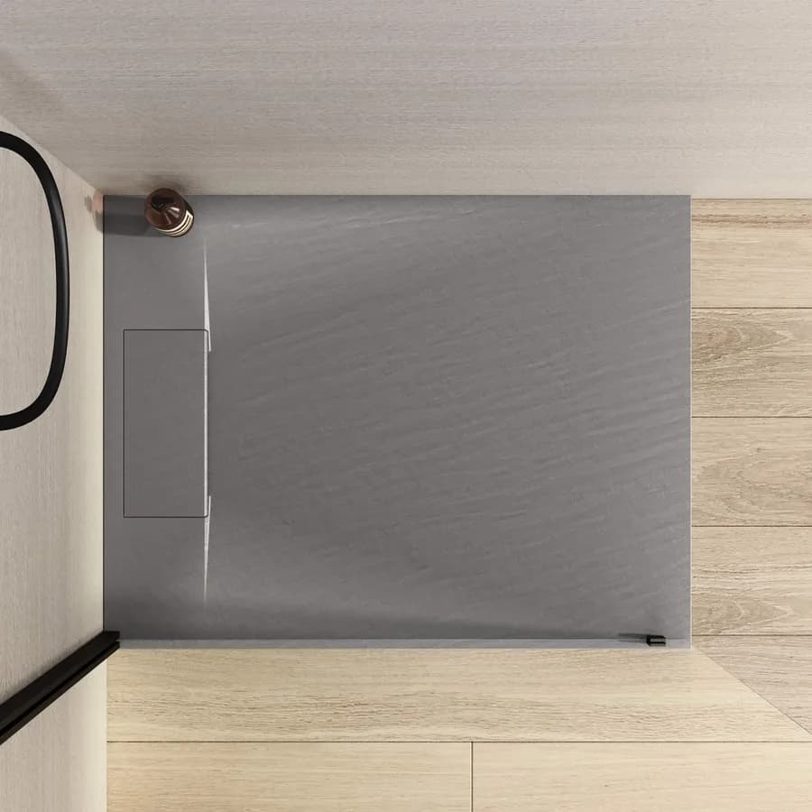 Piatto doccia 90x70 in resina effetto pietra ardesia grigio - Kalf