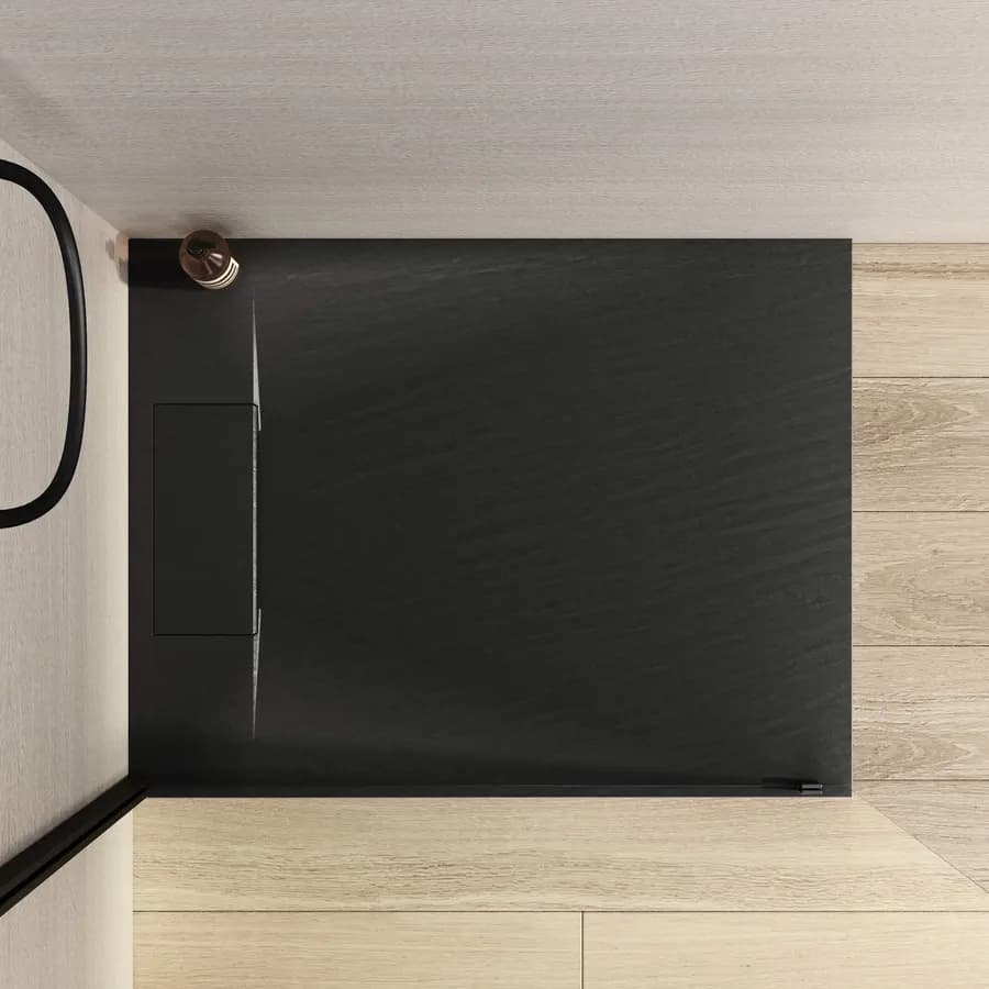 Piatto doccia 90x70 in resina effetto pietra ardesia nero - Kalf
