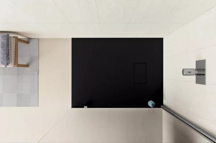 Piatto doccia 90x70 cm ultraslim riducibile nero effetto pietra - Rok