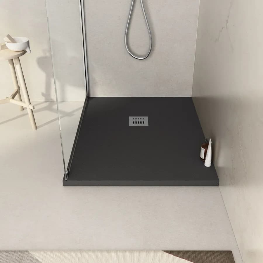 Piatto doccia 90x80 cm antracite effetto pietra riducibile - Liat