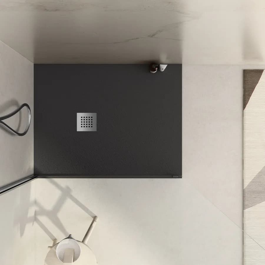 Piatto doccia 90x80 cm antracite effetto pietra riducibile - Liat