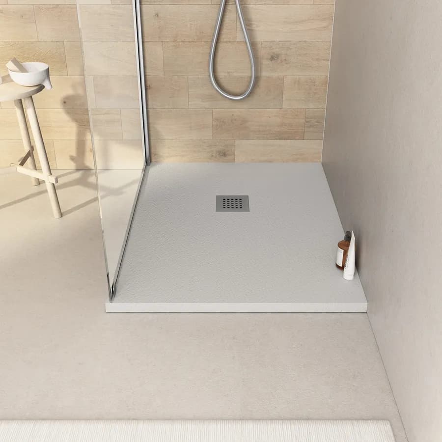 Piatto doccia 90x80 cm grigio effetto pietra riducibile - Liat