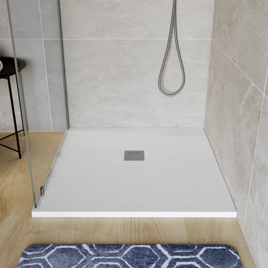 Piatto doccia 90x90 cm bianco effetto pietra riducibile - Liat