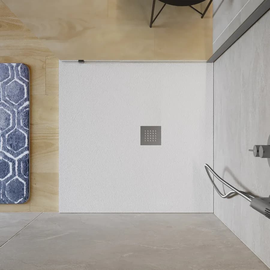 Piatto doccia 90x90 cm bianco effetto pietra riducibile - Liat
