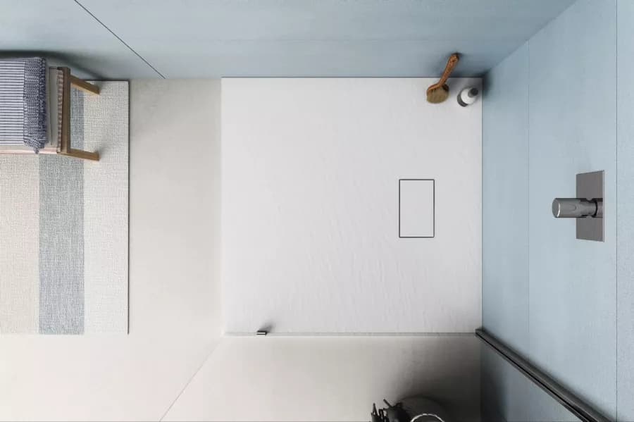 Piatto doccia 90x90 cm ultraslim riducibile bianco effetto pietra - Rok