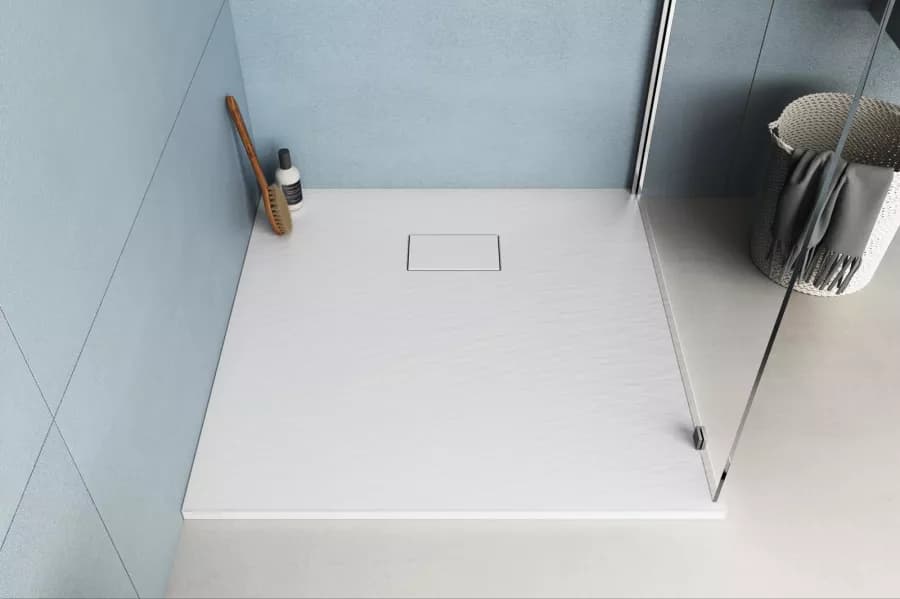 Piatto doccia 90x90 cm ultraslim riducibile bianco effetto pietra - Rok