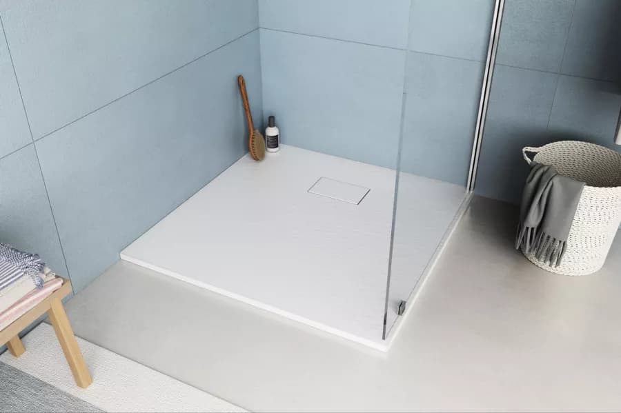 Piatto doccia 90x90 cm ultraslim riducibile bianco effetto pietra - Rok