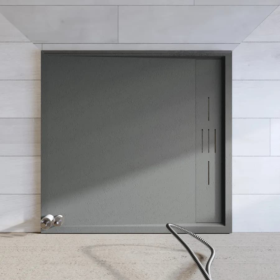 Piatto doccia 90x90 cm grigio scuro effetto pietra riducibile - Block