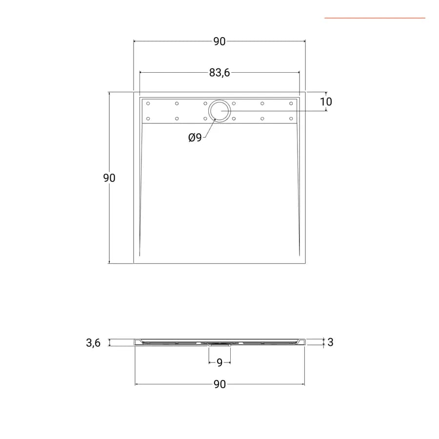 Piatto doccia 90x90 cm grigio scuro effetto pietra riducibile - Block