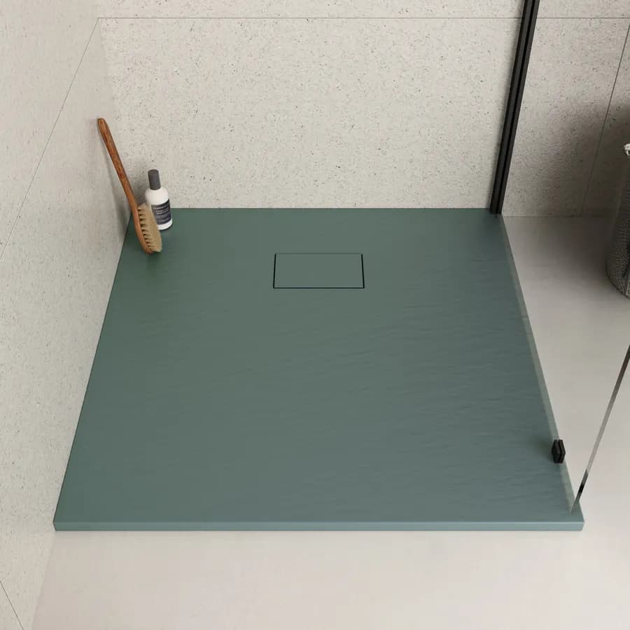Piatto doccia 90x90 cm ultraslim riducibile verde effetto pietra - Rok