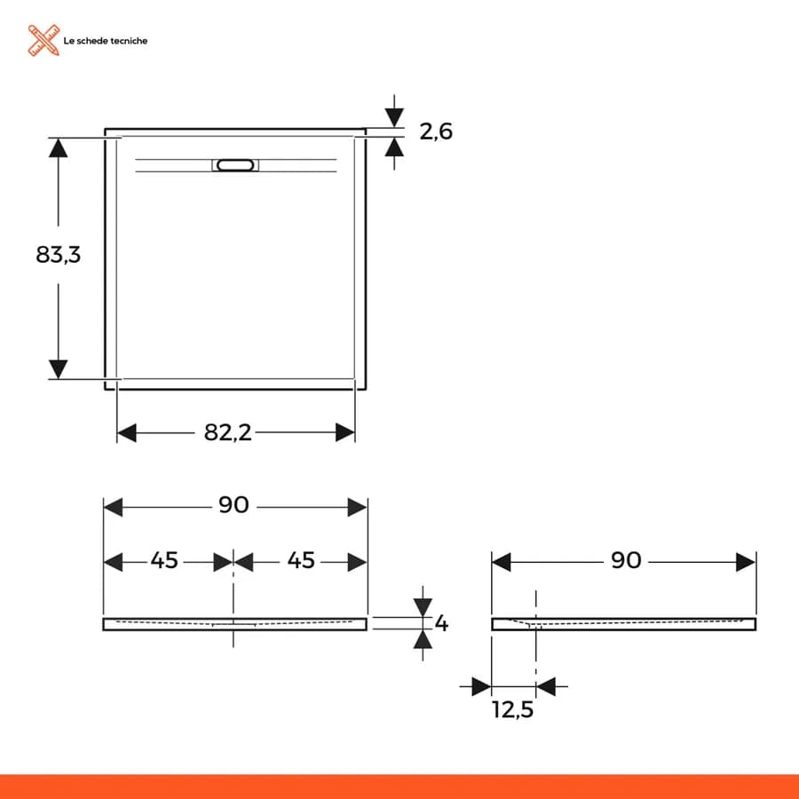 Piatto doccia 90x90 effetto pietra bianco Serie Sestra - Geberit