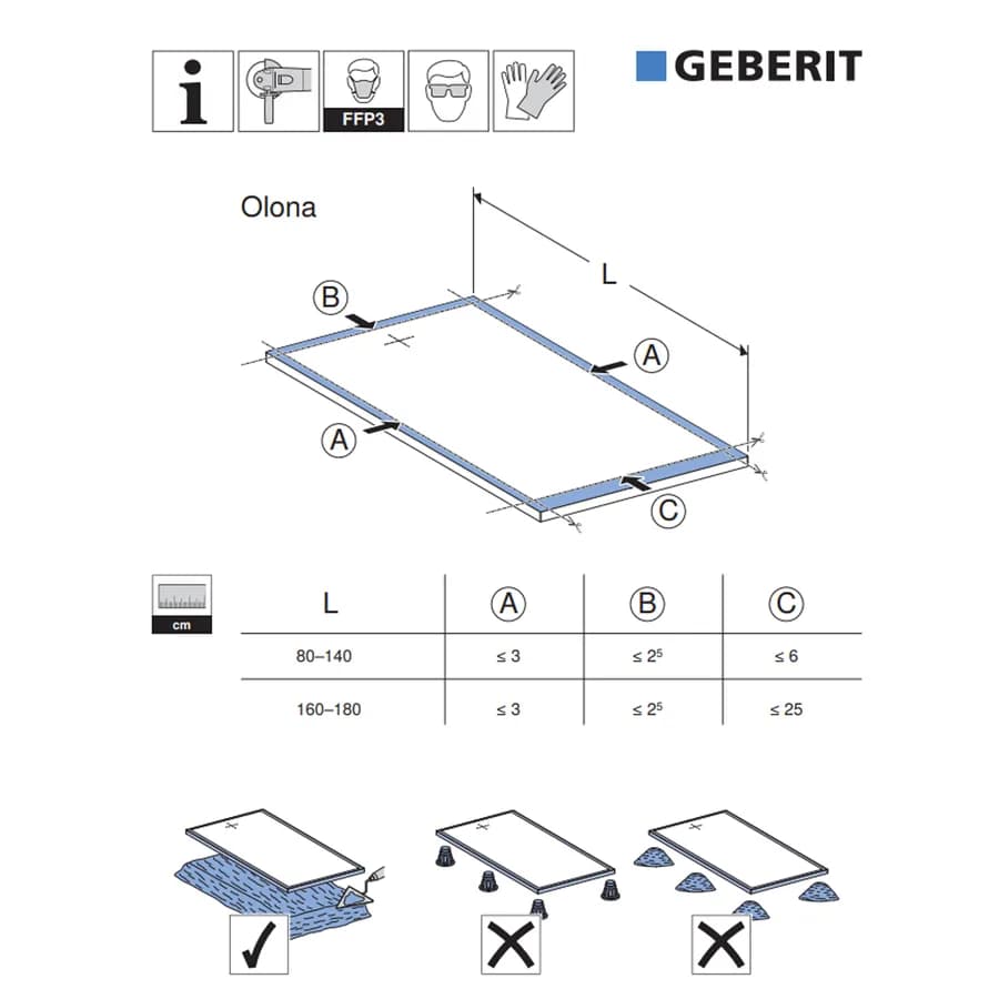 Piatto doccia 90x120 cm bianco satinato Serie Olona - Geberit