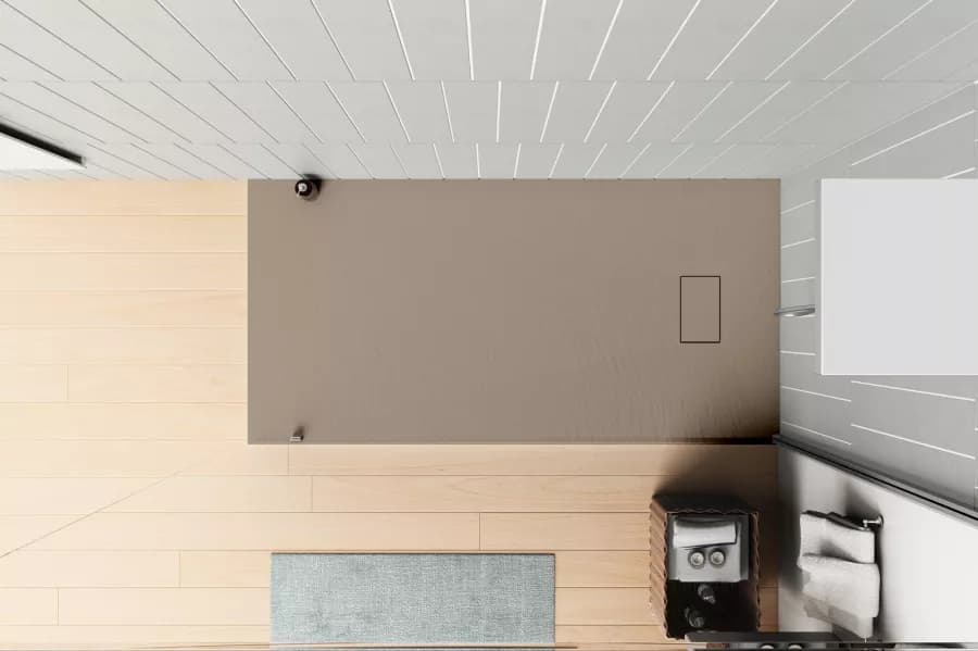 Piatto doccia 170x80 cm ultraslim riducibile cappuccino effetto pietra - Rok