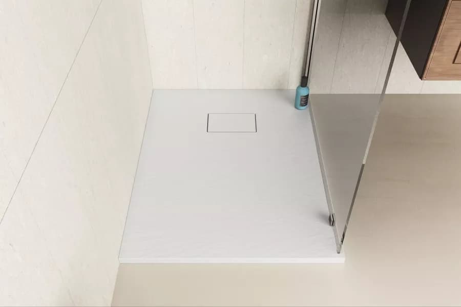 Piatto doccia 100x70 cm ultraslim riducibile bianco effetto pietra - Rok