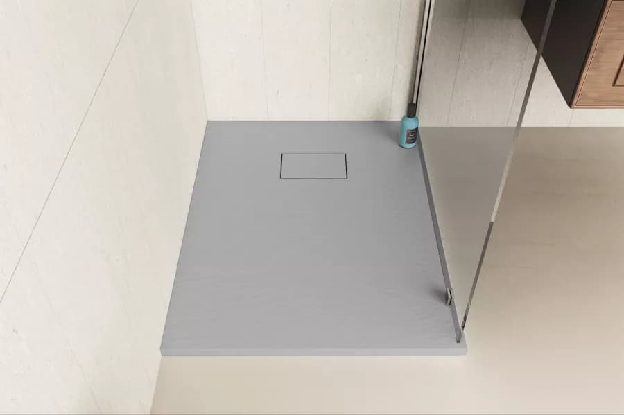 Piatto doccia 100x70 cm ultraslim riducibile grigio effetto pietra - Rok
