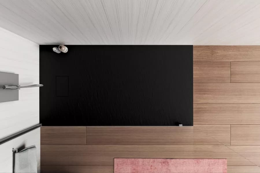 Piatto doccia 140x80 cm ultraslim riducibile nero effetto pietra - Rok