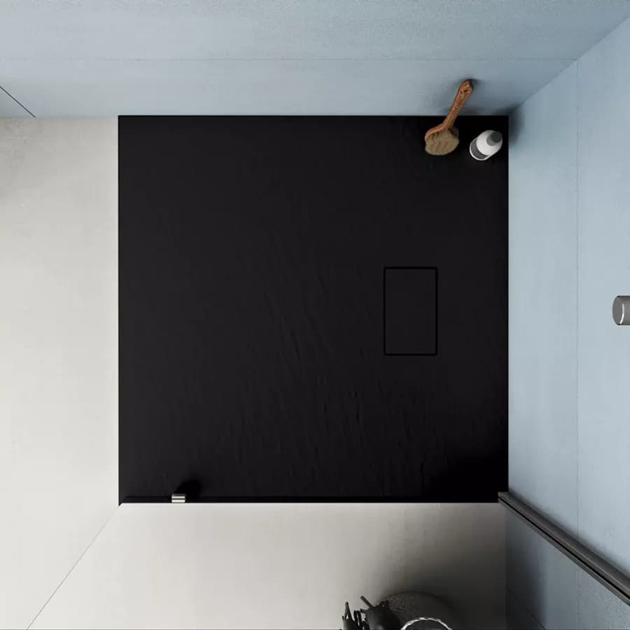 Piatto doccia 80x80 cm ultraslim riducibile nero effetto pietra - Rok