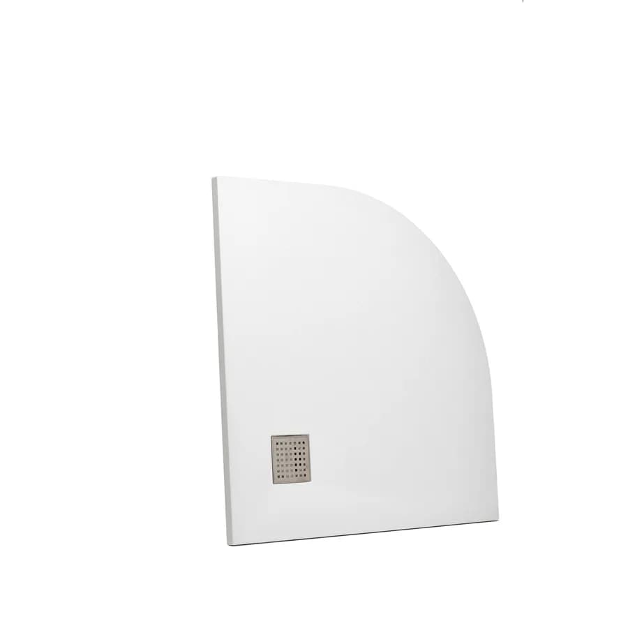 Piatto doccia 90x90 cm semicircolare ultraslim riducibile bianco effetto pietra - Rok