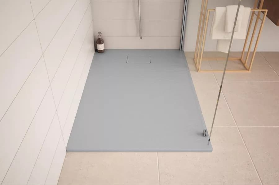 Piatto doccia 120x90 cm ultraslim riducibile grigio effetto pietra - Rok