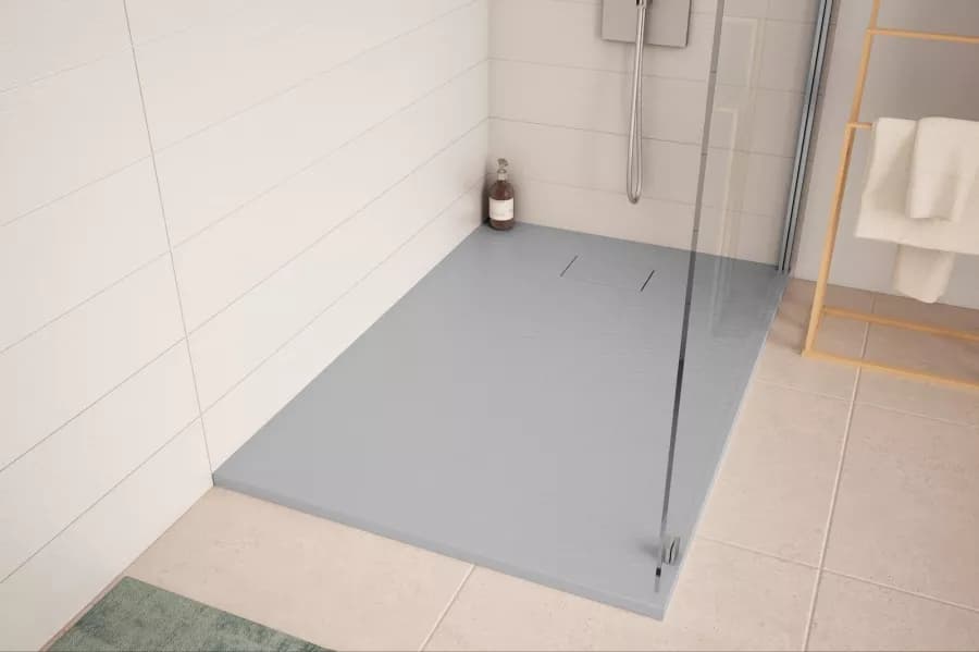 Piatto doccia 120x90 cm ultraslim riducibile grigio effetto pietra - Rok