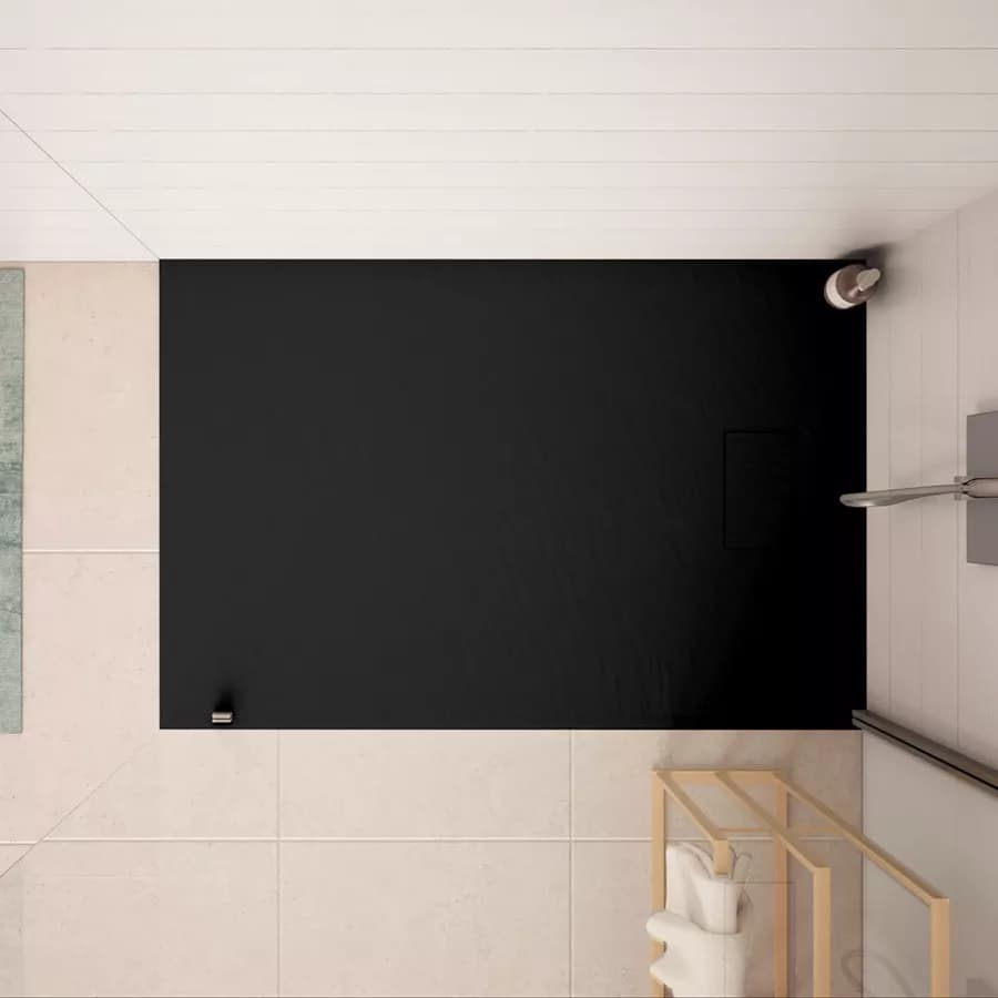 Piatto doccia 120x90 cm ultraslim riducibile nero effetto pietra - Rok