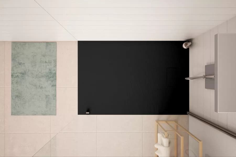 Piatto doccia 140x90 cm ultraslim riducibile nero effetto pietra - Rok