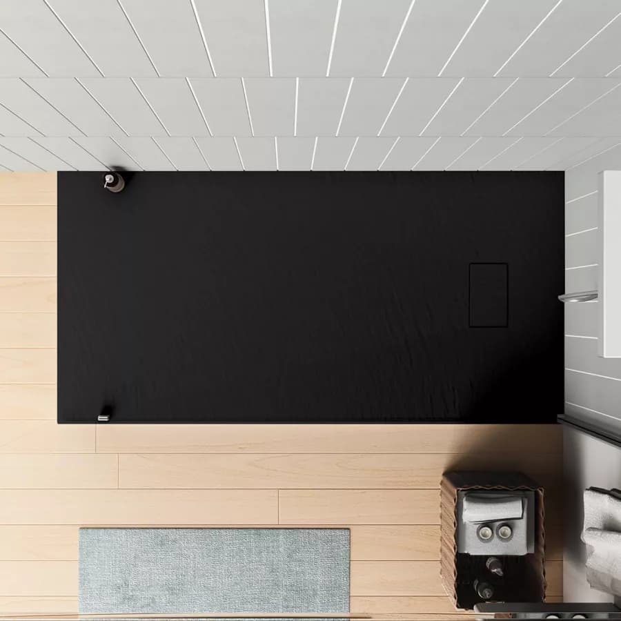 Piatto doccia 160x80 cm ultraslim riducibile nero effetto pietra - Rok