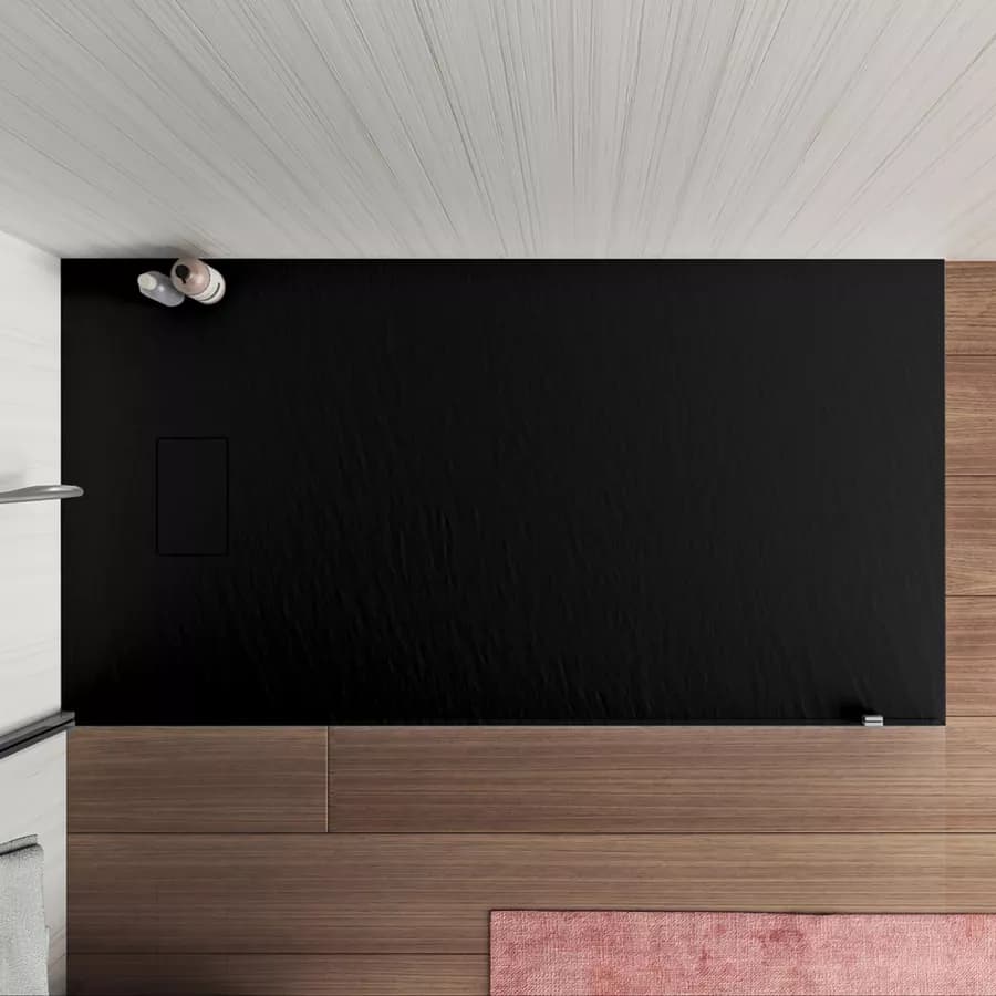 Piatto doccia 160x90 cm ultraslim riducibile nero effetto pietra - Rok
