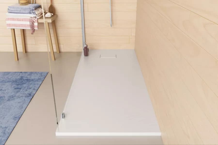 Piatto doccia 170x70 cm ultraslim riducibile bianco effetto pietra - Rok