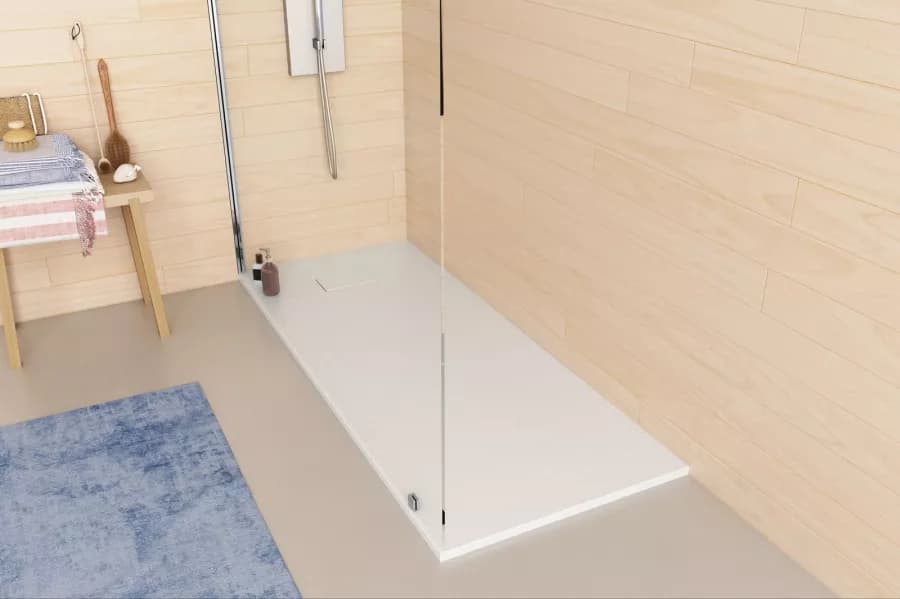 Piatto doccia 170x70 cm ultraslim riducibile bianco effetto pietra - Rok