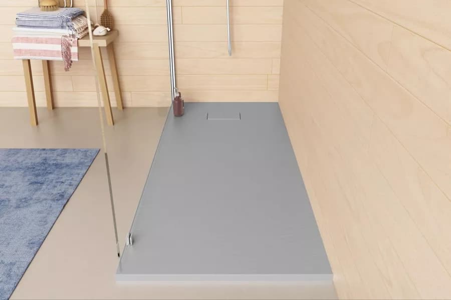 Piatto doccia 170x70 cm ultraslim riducibile grigio effetto pietra - Rok