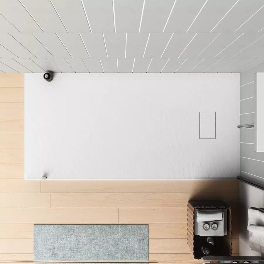 Piatto doccia 180x90 cm ultraslim riducibile bianco effetto pietra - Rok