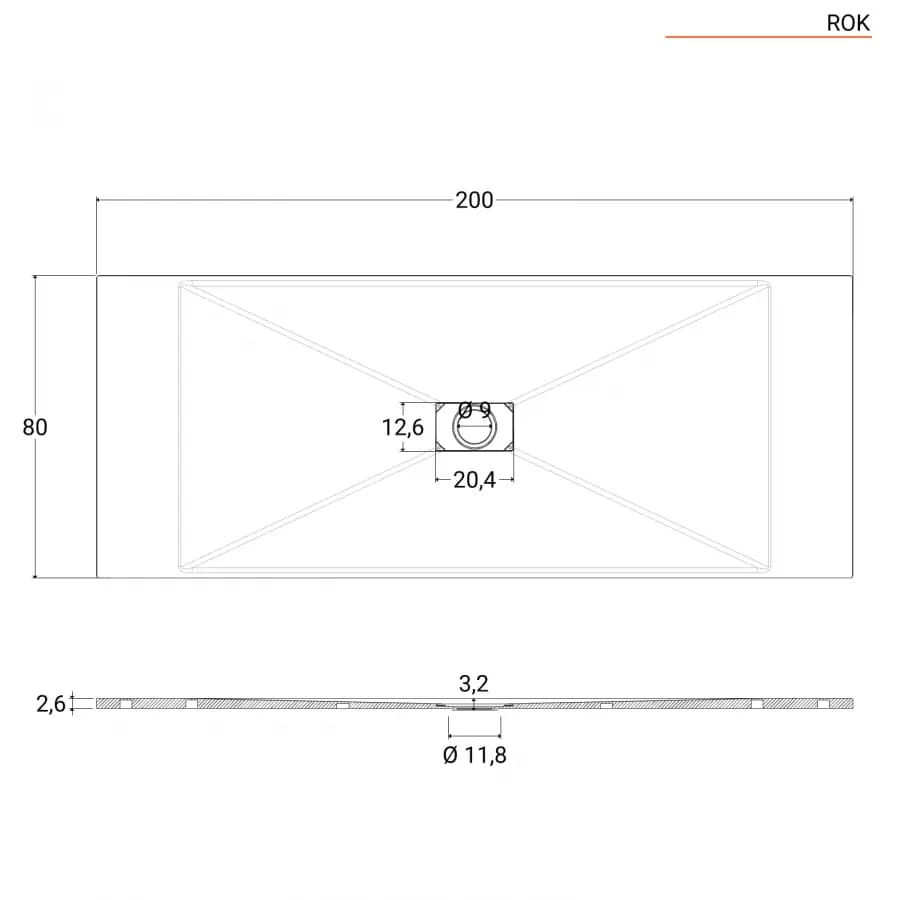 Piatto doccia 200x80 cm ultraslim riducibile bianco effetto pietra - Rok