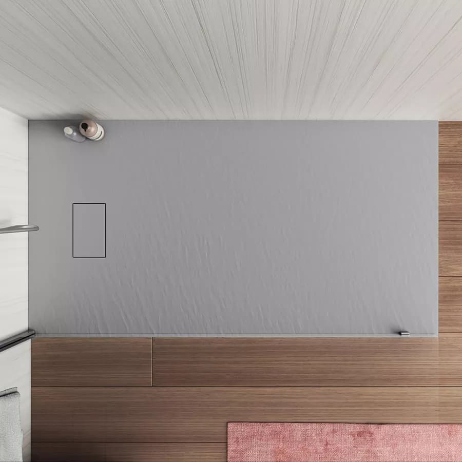 Piatto doccia 120x70 cm ultraslim riducibile grigio effetto pietra - Rok
