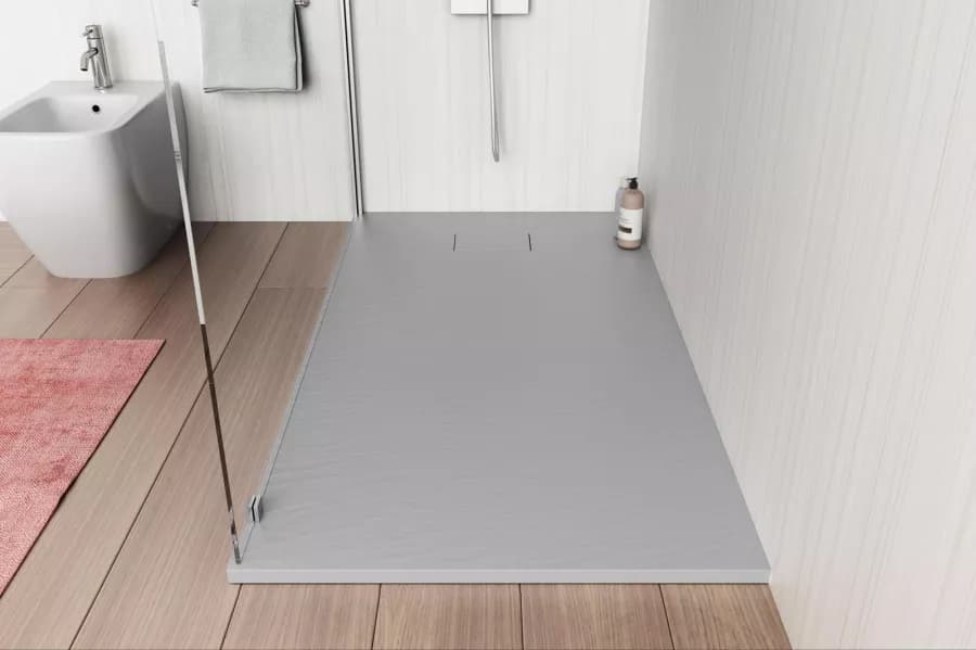 Piatto doccia 120x70 cm ultraslim riducibile grigio effetto pietra - Rok