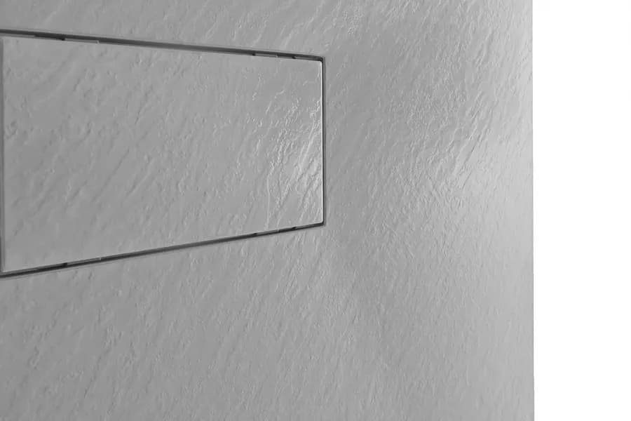 Piatto doccia 140x80 cm ultraslim riducibile grigio effetto pietra - Rok