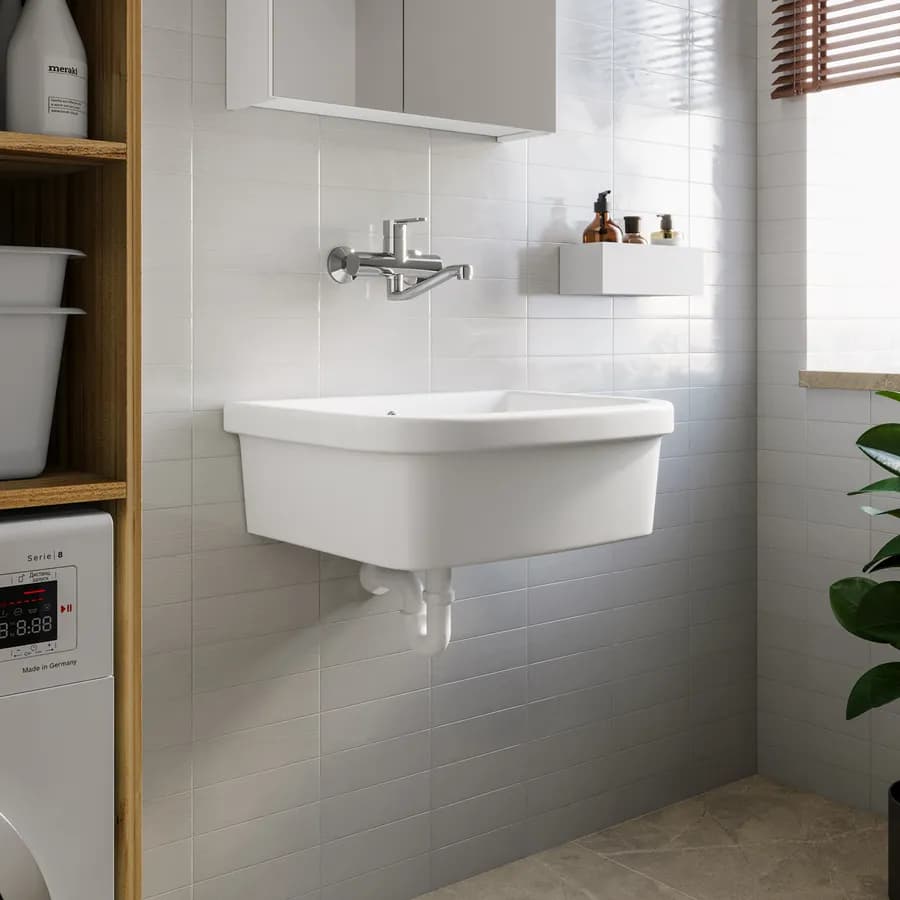 Pilozzo lavanderia 62,7x48,7 cm in ceramica bianco