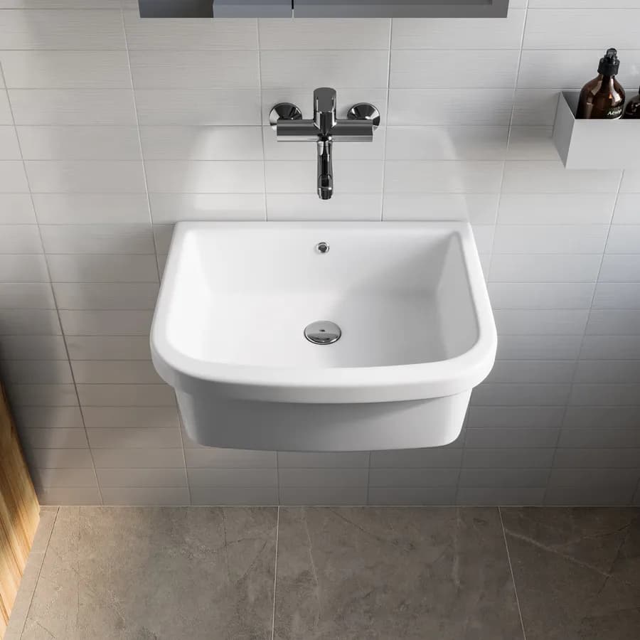 Pilozzo lavanderia 62,7x48,7 cm in ceramica bianco