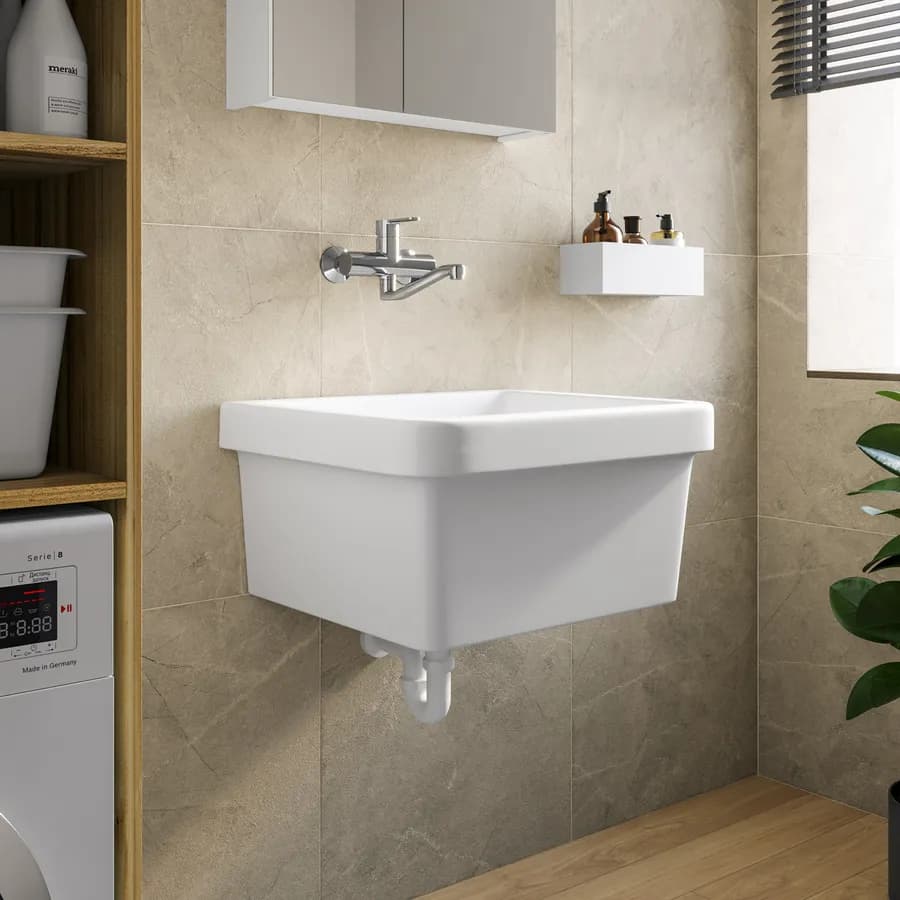 Pilozzo lavanderia 63x50 cm in ceramica bianco