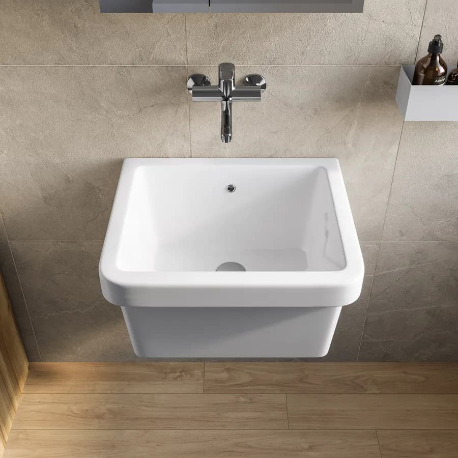 Pilozzo lavanderia 63x50 cm in ceramica bianco