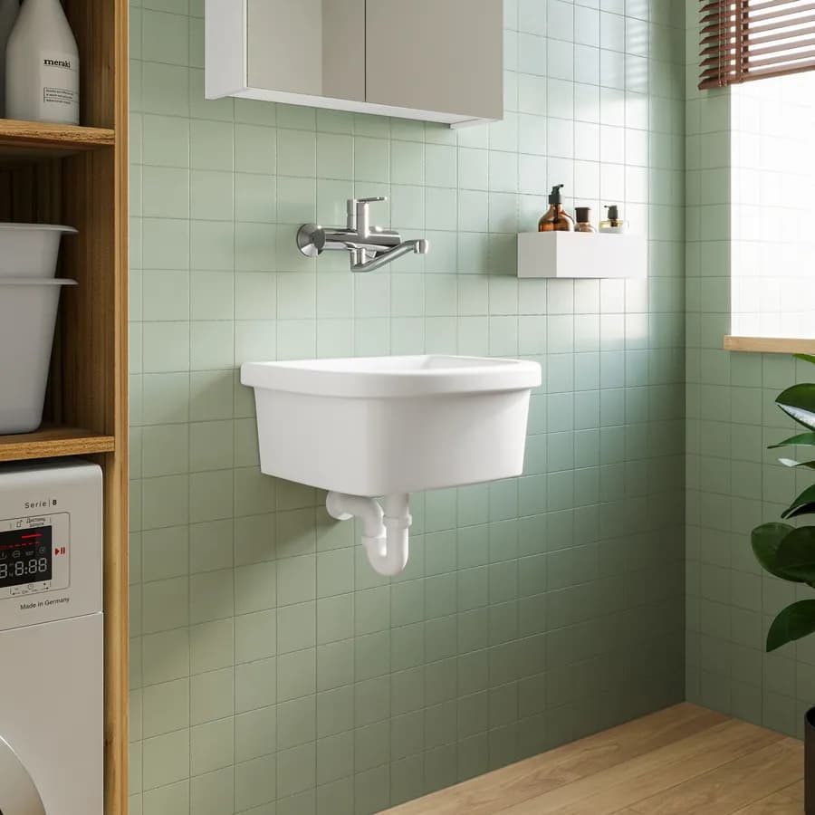 Pilozzo lavanderia sospeso 46,8 x 38,3 cm in ceramica bianco