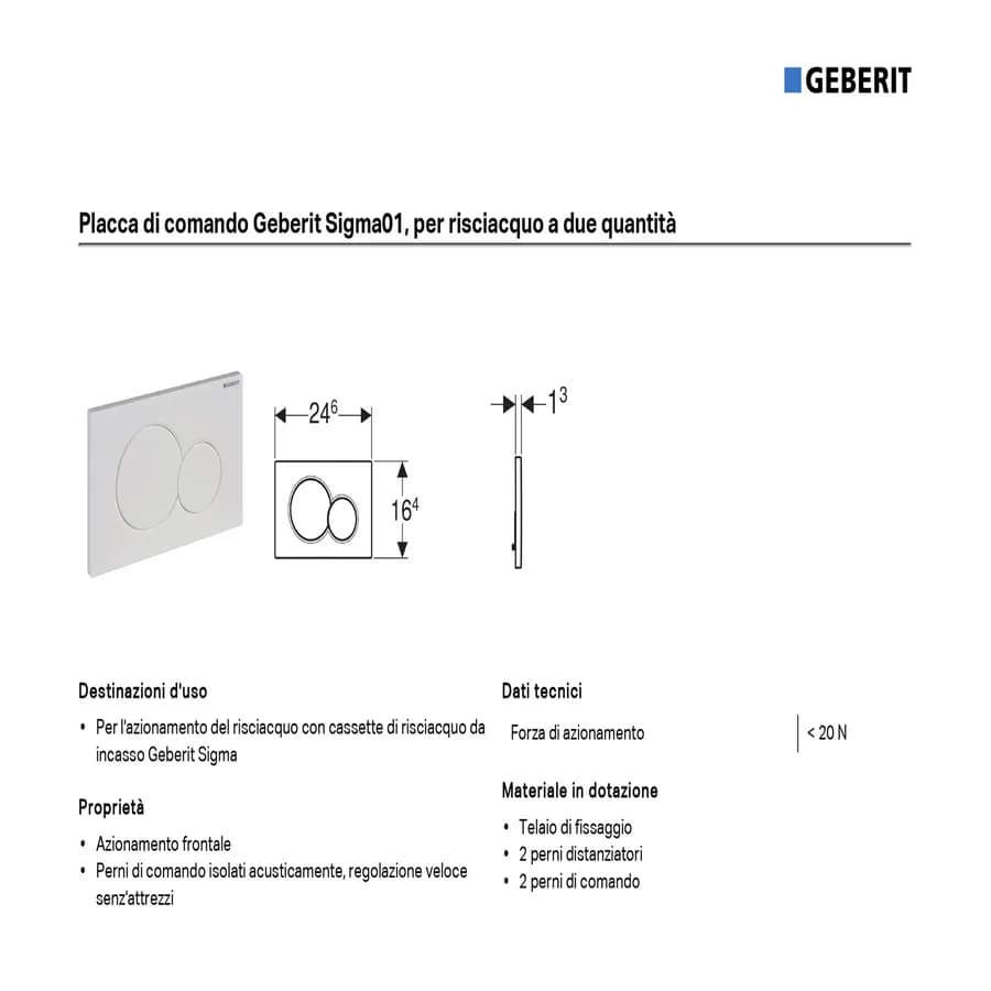 Placca di comando cromata per cassette di scarico Geberit Sigma 8 - Sigma01 Round